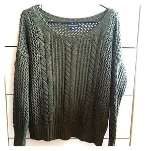 Forest green cable knit sweater